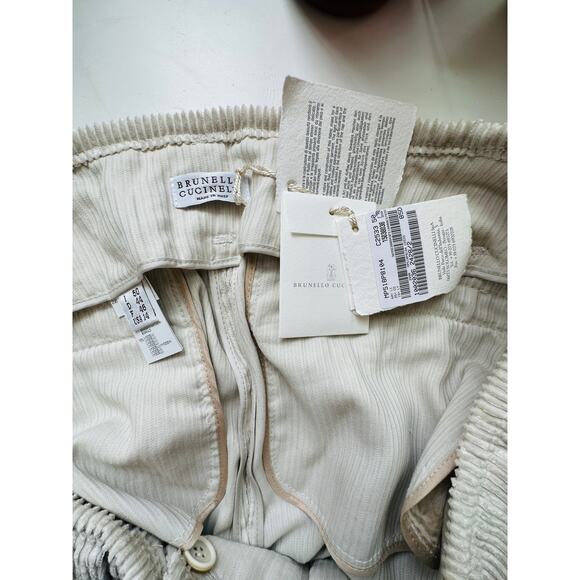 NWT Brunello Cucinelli Oversize Sand Beige Front Pleat Wide Leg Corduroy Pant 14 - Picture 7 of 16